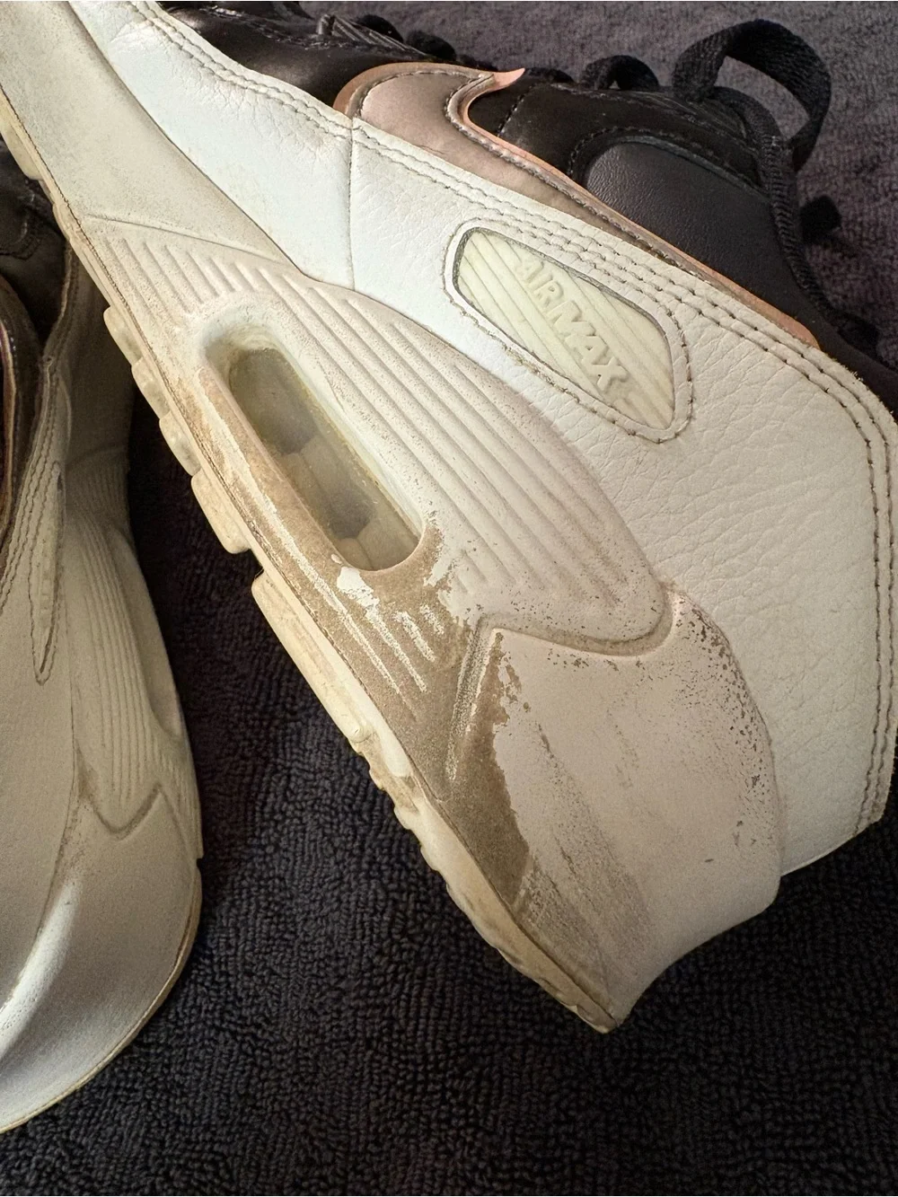 Size 7Y Nike Air Black Leather‎ Athletic Sneakers